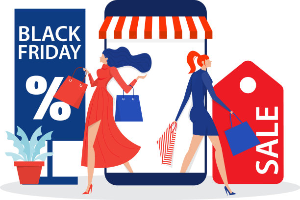 黑色星期五女店员在网上商店促销图片下载