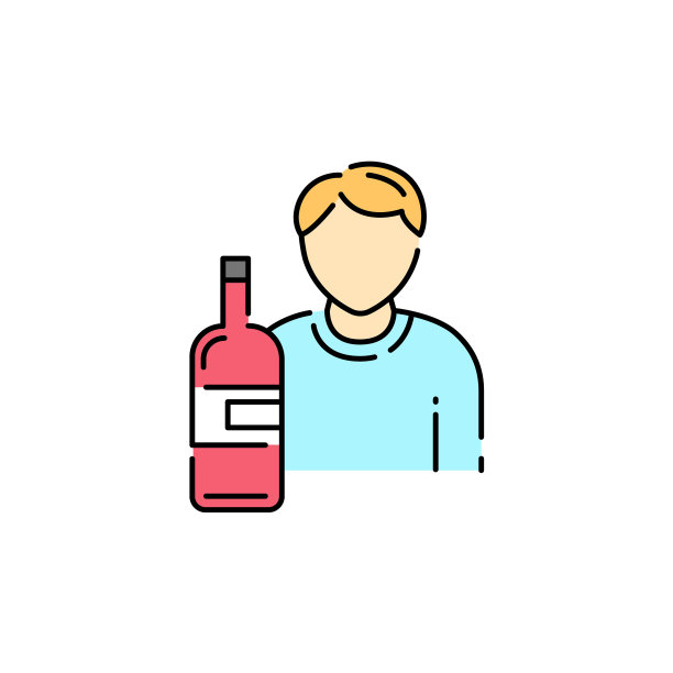 酗酒的父亲颜色线图标家庭问题图片下载