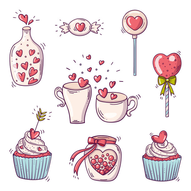 情人节的涂鸦元素图片下载