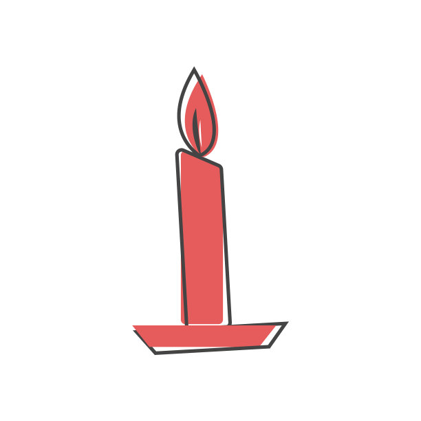 蜡烛图标古董蜡烛上的卡通风格图片下载