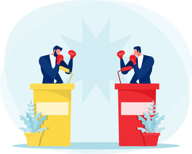 两人积极地进行政治辩论图片下载