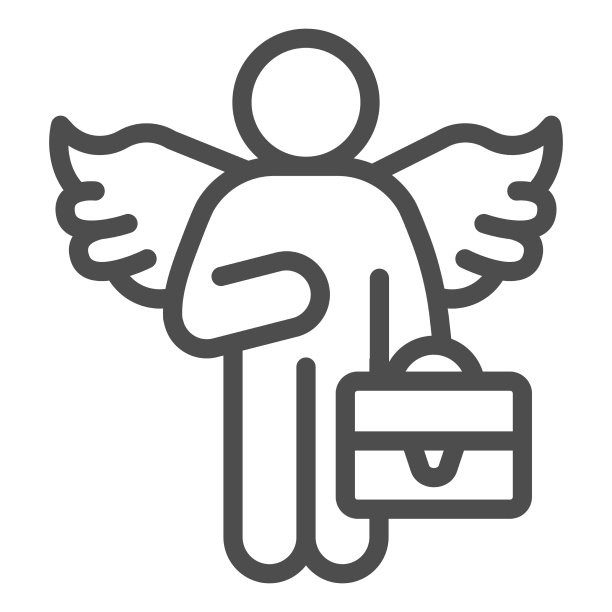 人与翅膀和袋线图标启动概念图片下载