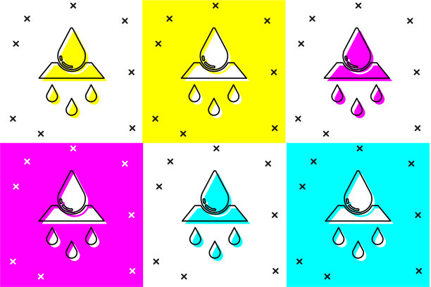 设置循环清洁的水图标隔离的颜色图片下载