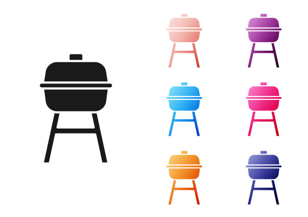 黑色烧烤架图标孤立在白色图片下载