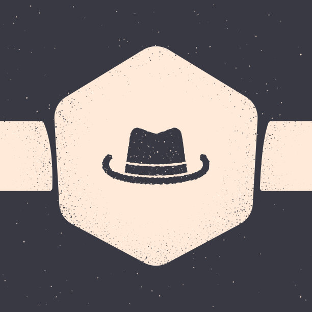 垃圾摇滚西部牛仔帽图标孤立在灰色图片下载