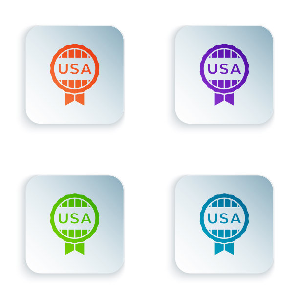 彩色奖章与星形图标孤立在白色图片下载