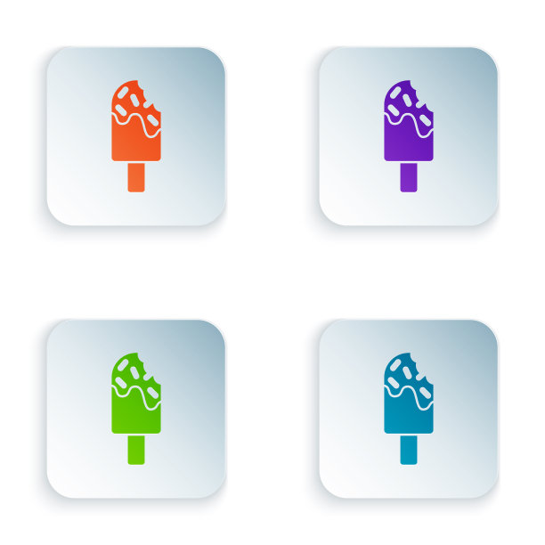 彩色冰淇淋图标孤立在白色背景图片下载