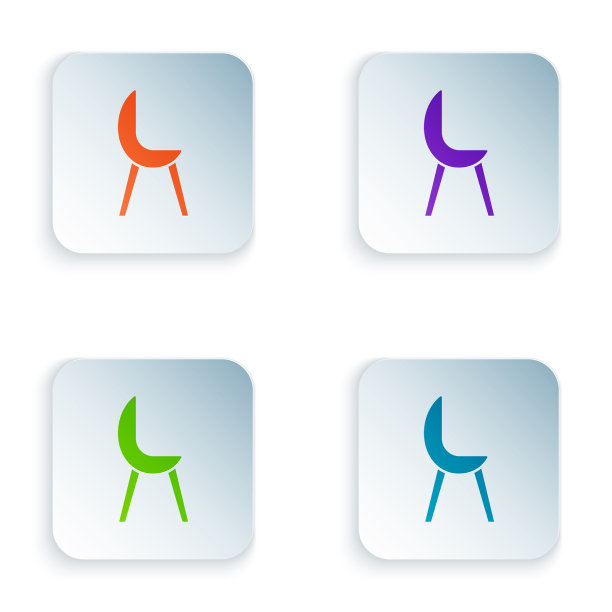 彩色扶手椅图标孤立的白色背景图片下载