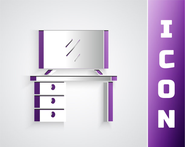 剪纸电视台架图标孤立在灰色图片下载