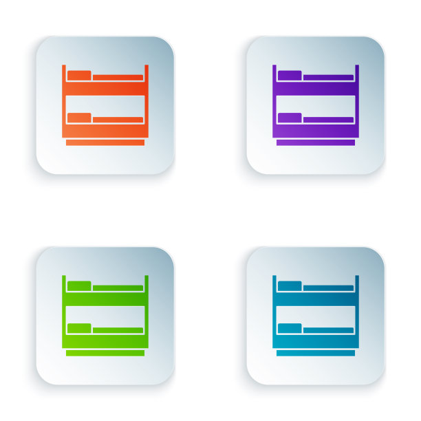 彩色双层床图标孤立在白色背景图片下载