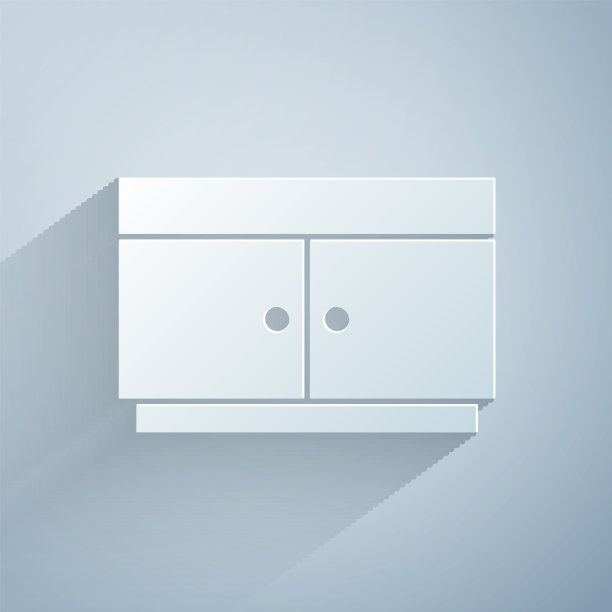 剪纸衣柜抽屉图标孤立在灰色图片下载