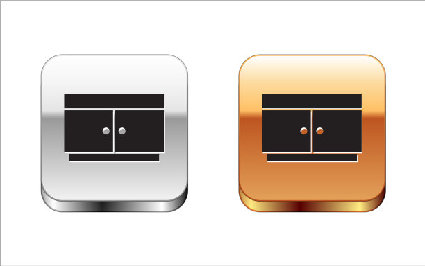 黑色衣柜抽屉图标孤立在白色图片下载