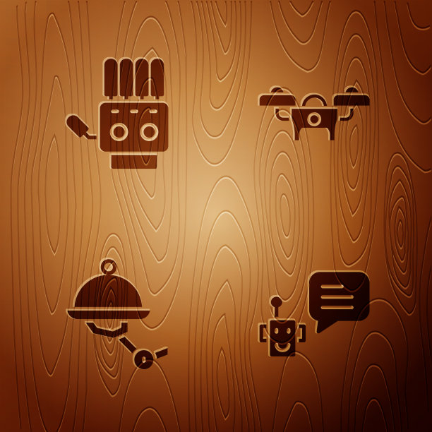 设置机器人机械手服务员和无人机图片下载