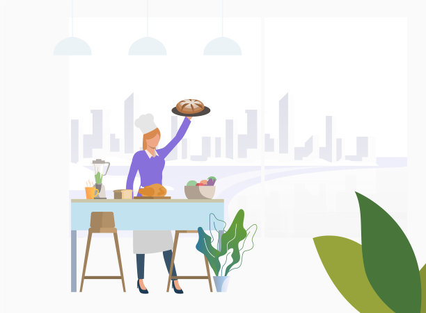 厨师在厨房的桌子上烹饪晚餐图片下载