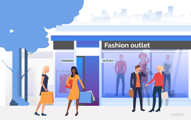 人们在商店橱窗附近聊天和提着包图片下载