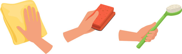 女人用手拿着清洁工具套装图片下载