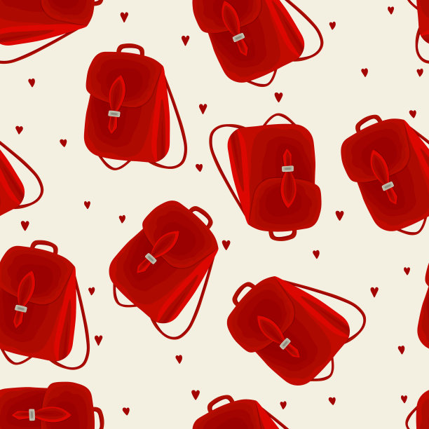 无缝图案与双肩包的颜色背景图片下载