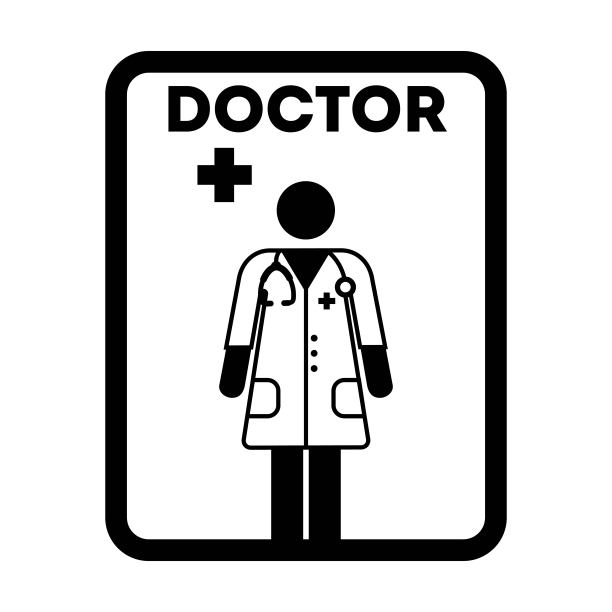 医生图标矢量女性人档案头像与听诊器的医疗咨询在字形象形图图片下载