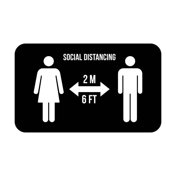 社会距离图标符号向量保持安全距离标志在一个象形图插图图片下载