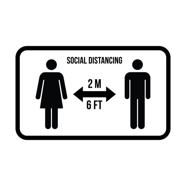 社会距离图标符号向量保持安全距离标志在一个象形图插图图片下载