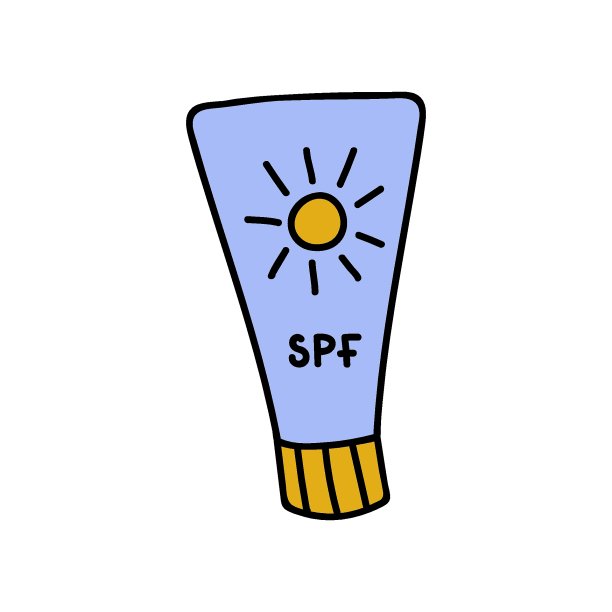 可爱和彩色手绘矢量防晒霜图片下载