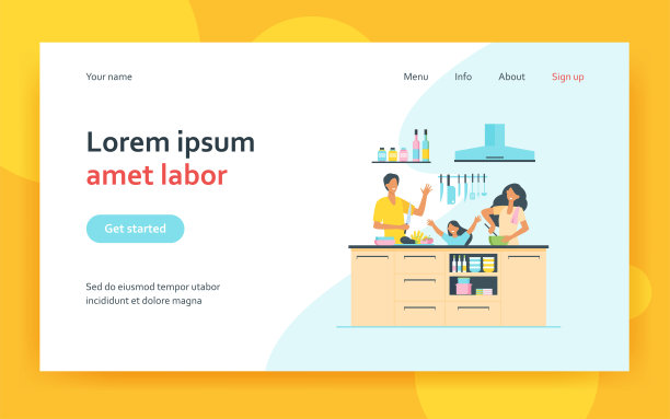 快乐的妈妈，爸爸和女儿一起做饭图片下载