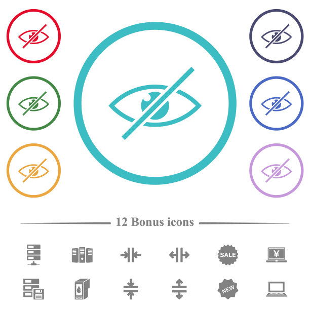 视觉受损的圆形平面颜色图标轮廓图片下载
