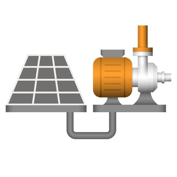水泵站和太阳能矢量图标设计。用于控制和分配管道中的水。图片下载