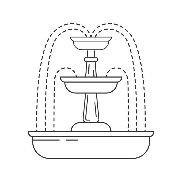 抽象的喷泉。装饰瀑布喷泉。瀑布和水花。矢量插图。图片下载
