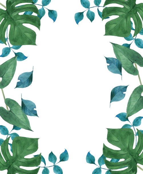 水彩热带绿叶装饰图片下载