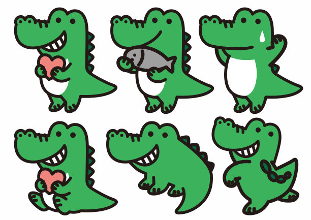 短吻鳄角色的各种姿势图片下载