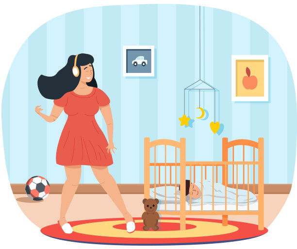 女孩戴着耳机跳舞唱歌的音乐家图片下载