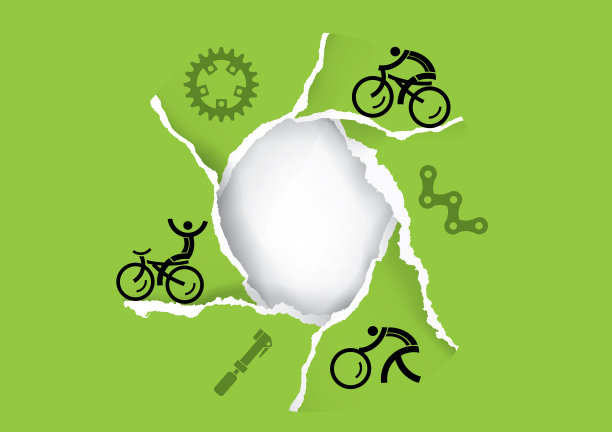 自行车图标撕破的纸横幅图片下载