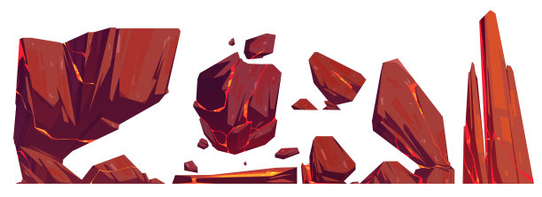 岩石和岩石与炽热的熔岩在裂缝设置图片下载