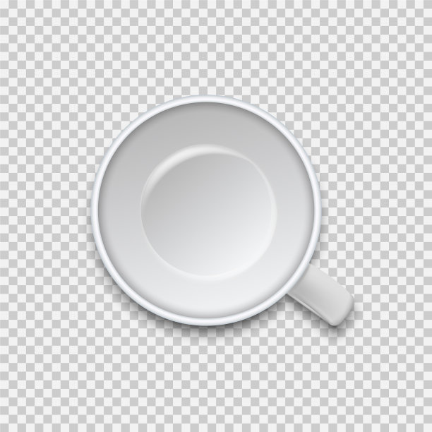顶视图空咖啡杯孤立在白色图片下载