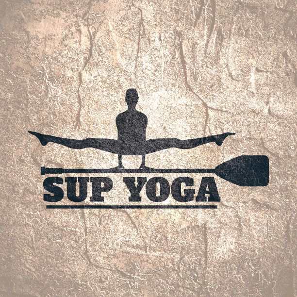 插图的女士与冲浪板摆姿势图片下载