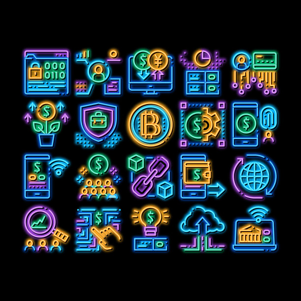 金融科技创新霓虹灯图标图片下载