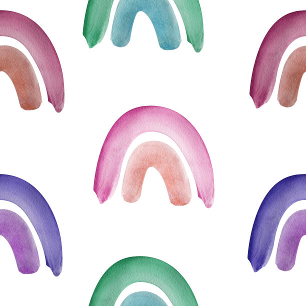 雨后彩虹采用蓝紫色系水彩无缝图案。图片下载
