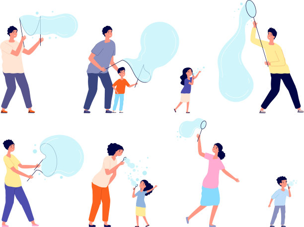 孩子们玩泡泡，孩子们夏天的活动图片下载