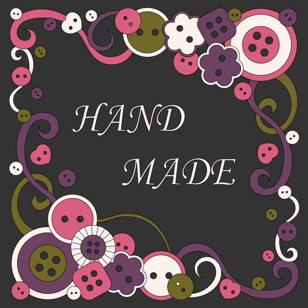 手工制作,文本。创意和针线活的概念，缝纫纽扣和涂鸦元素。图片下载