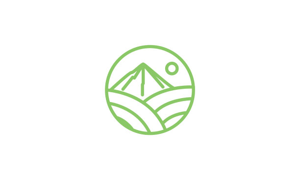 简单的绿色山线圆标志符号图片下载