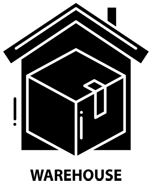 仓库图标与可编辑的黑色标志图片下载