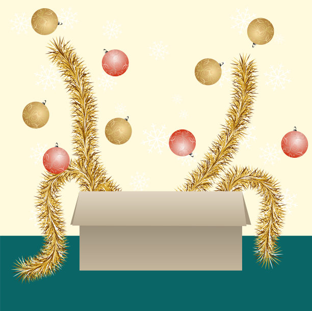 圣诞树装饰品跳出盒子图片下载