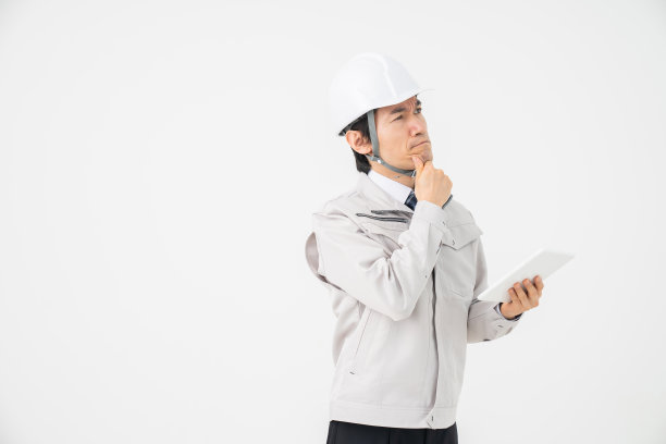 中年建筑工人，平板电脑，麻烦，图片下载