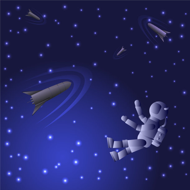 宇航员和火箭在星际间的开阔空间图片下载