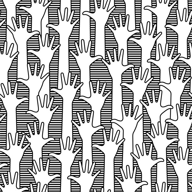 无缝模式与简单的掌纹插图，图片下载
