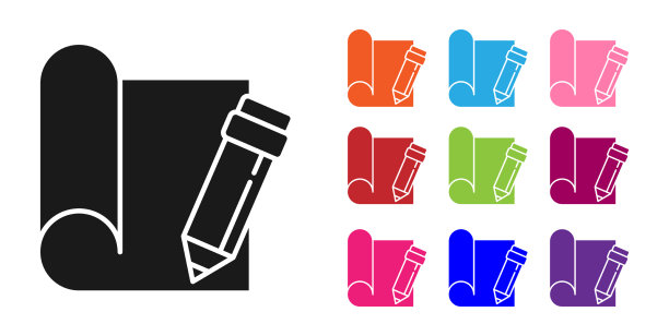 工程用黑色绘图纸和铅笔图片下载