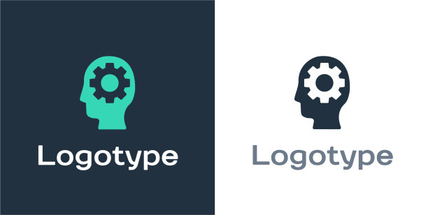 标志类型的人头与齿轮内的图标隔离图片下载