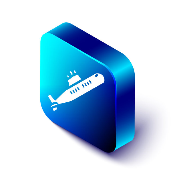 等距潜艇图标孤立在白色图片下载