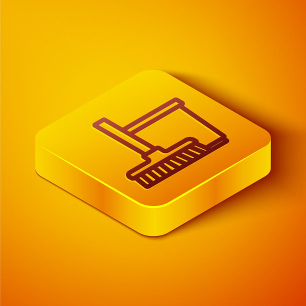 等距线拖把和桶图标隔离图片下载